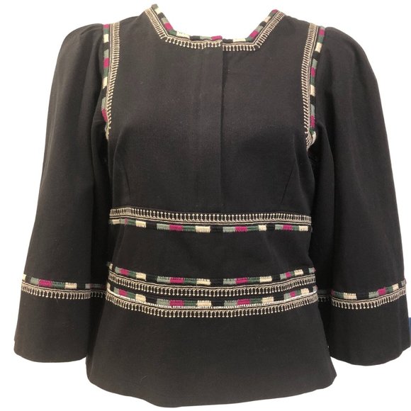 ISABEL MARANT $945 "Siloe" Runway Embroidered Cotton Top Blouse 40 US 6 8 Black - Picture 5 of 13
